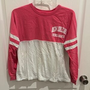 New Orleans French Quarter Long Sleeve Shirt - Pink and White